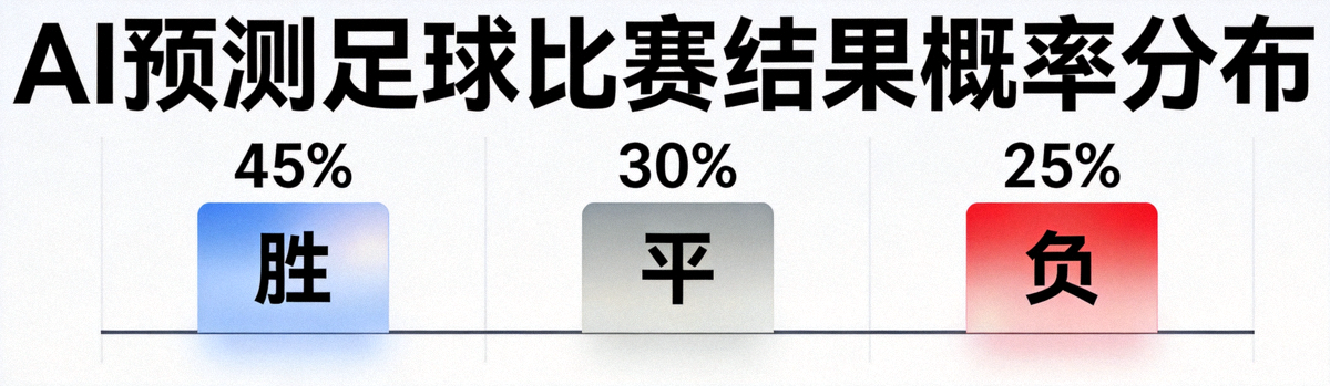 AI预测模型输出的足球比赛结果概率分布图 - 显示胜平负的概率柱状图